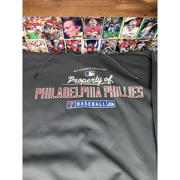 Majestic MLB Authentic Collection Therma Base Philadelphia Phillies Hoodie M XL - Picture 2 of 7